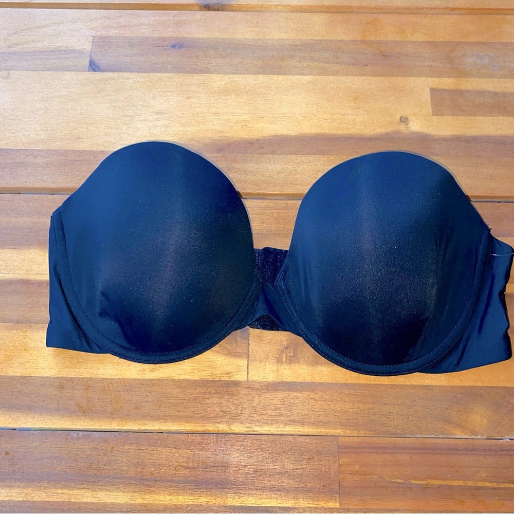 NEW NATORI STRAPLESS Bra 36C Solid Black Multi Way Convertible Stay in Place
